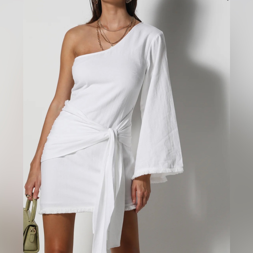 runaway one shoulder linen dress - Picture 8 of 8